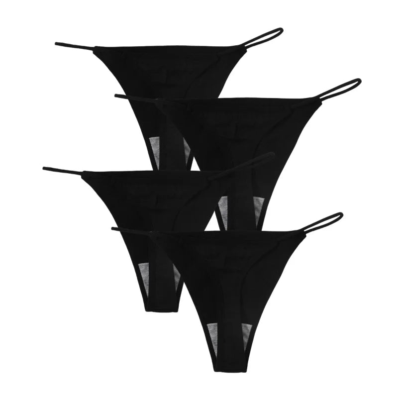CowLost | product_id-4pcs-women-seamless-low-rise-solid-color-g-string-bikini-panties-t-back |31