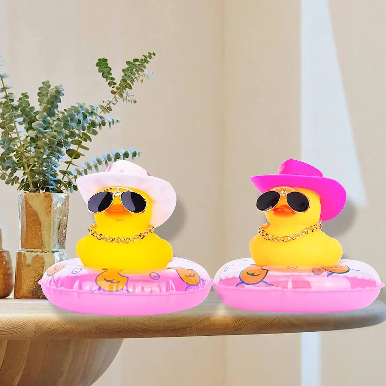 CowLost | 2-set-car-duck-mini-car-dashboard-yellow-rubber-duckies-toy-jeep-duck-party-favor-car-decoration-table-ornament-car-accessory |24