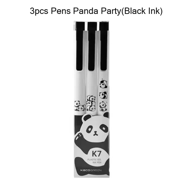 CowLost | product_id-kaco-cute-happy-puppy-gel-pen-set-3pcs-k7-push-0-5mm-black-ink-quick-drying-gel-ink-pen-papeleria-for-girls |10