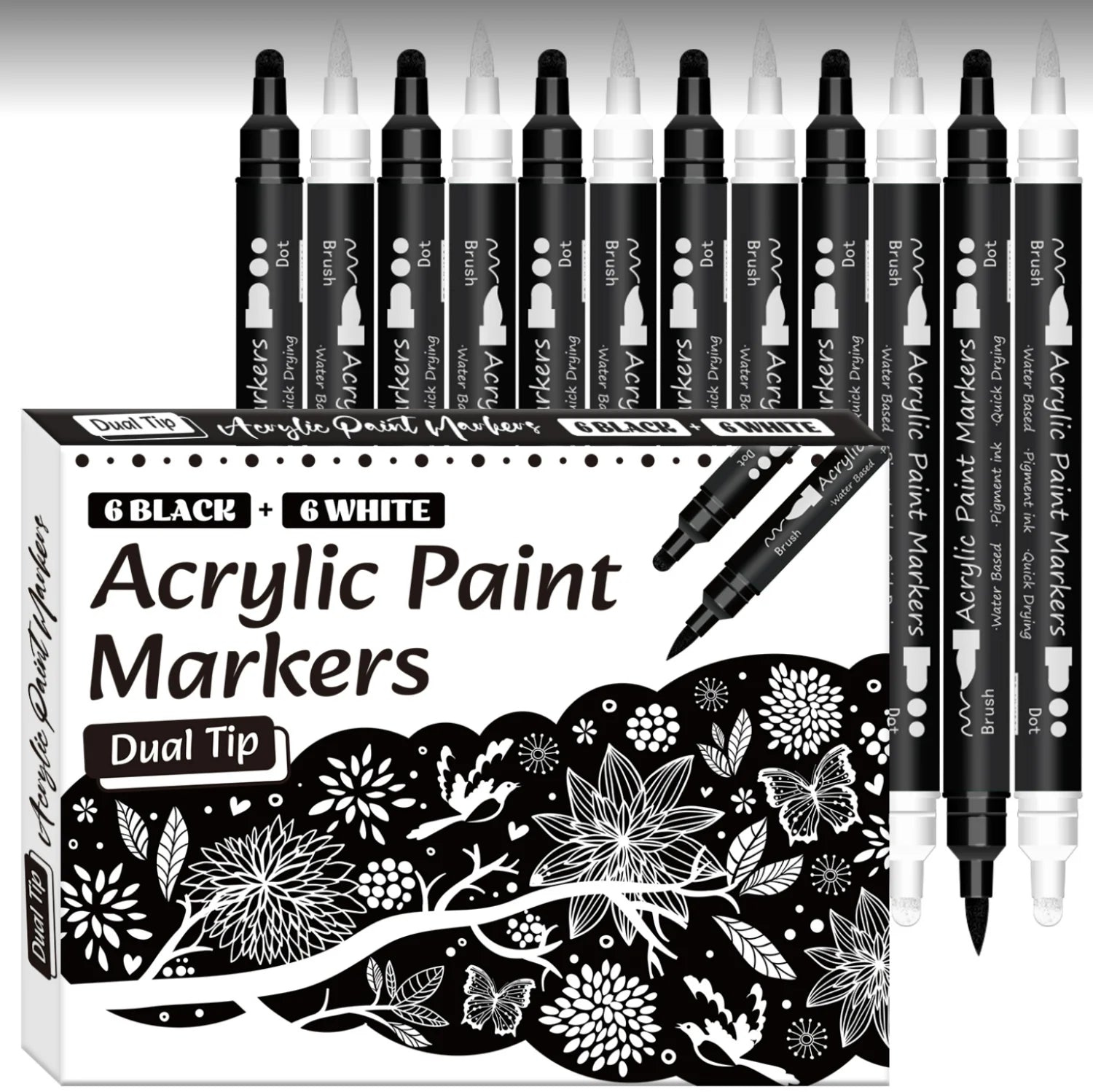 CowLost | markers-product_id-black-white-acrylic-paint-marker-pen-set-12-pcs-brush-fine-dot-tip-for-paper-rock-wood-metal-plastic |1