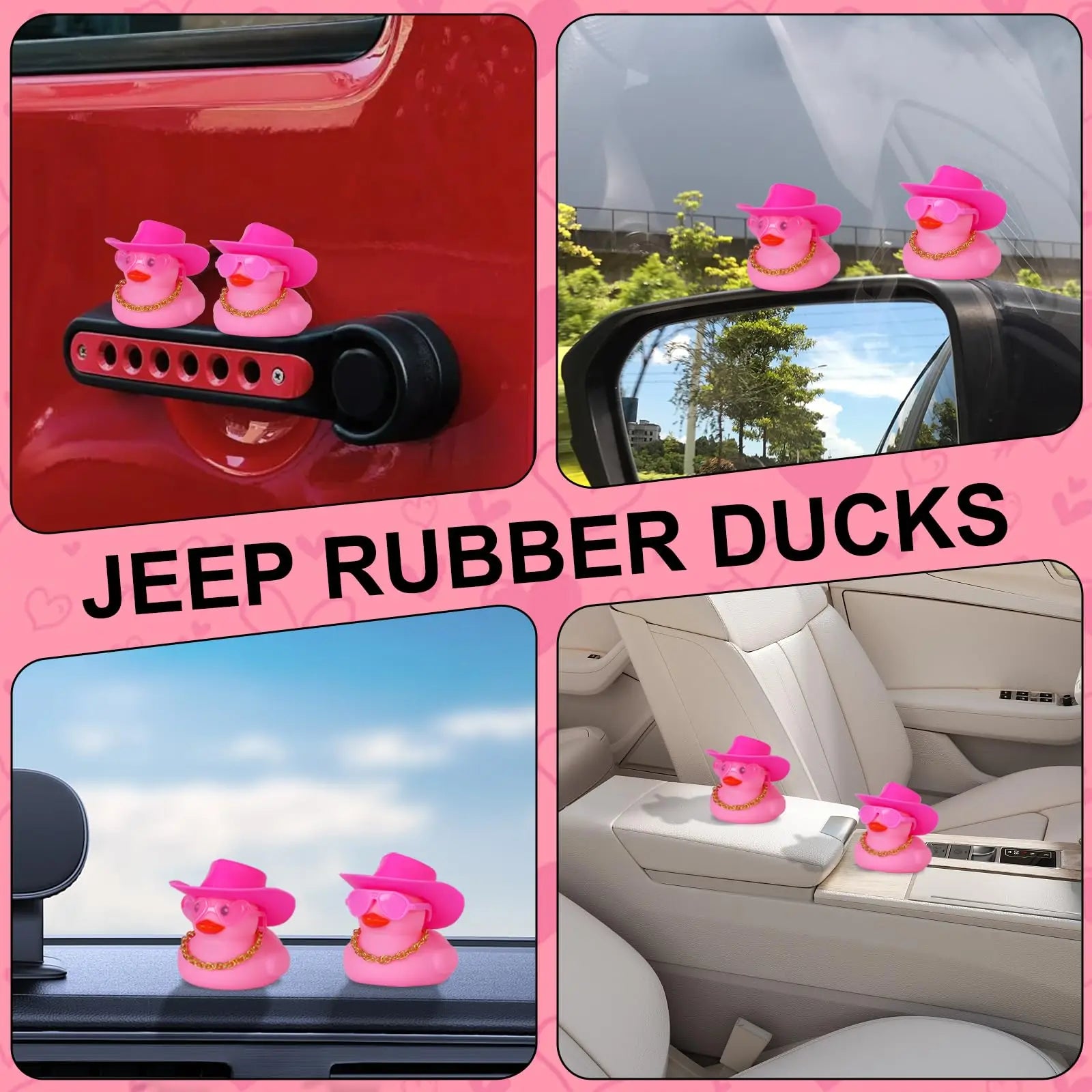 CowLost | product_id-12-24-48pcs-valentine-mini-pink-cowboy-jeep-rubber-ducks-for-party-favors-and-dashboard-decor |5