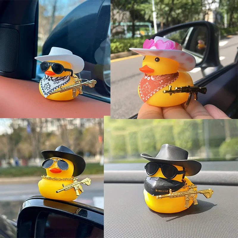 CowLost | product_id-cowboy-duck-with-guns-car-dashboard-decoration-rubber-duck-ornament-with-mini-swim-ring-sun-hat-and-sunglasses |1