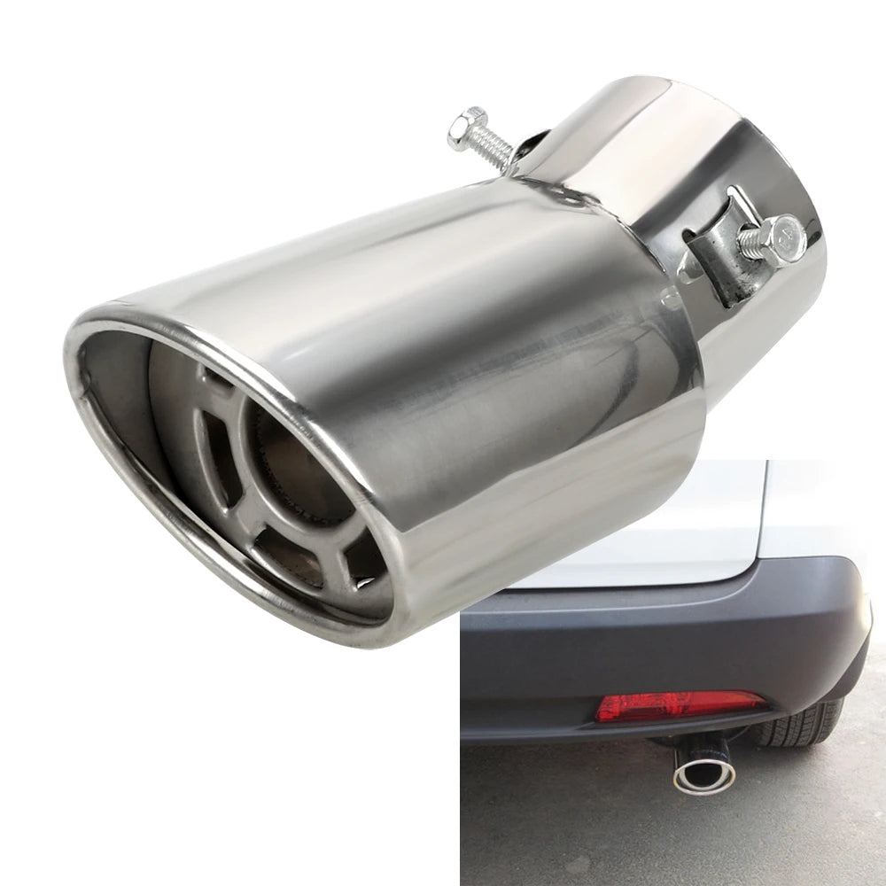 CowLost | product_id-universal-stainless-steel-round-car-exhaust-tail-muffler-1pcs |1