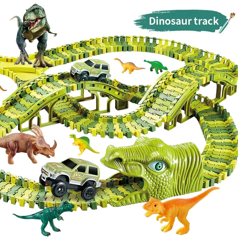 CowLost | fencing-barriers-dinosaur-plastic-racing-track-set-with-electronic-car-toy |1