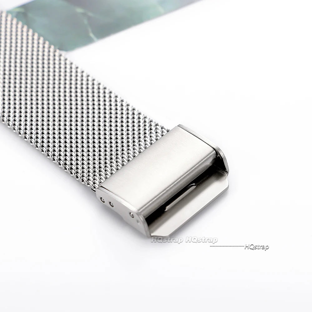 Quick Release Stainless Steel Milanese Mesh Watch Band 18mm 20mm 22mm Black Silver