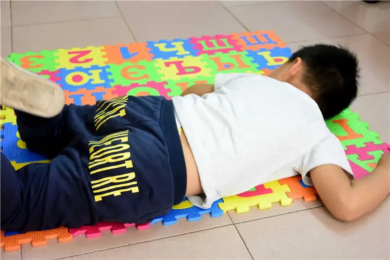 Russian Alphabet EVA Foam Puzzle Mat 36 Pcs Interlocking Floor Carpet 14x14cm