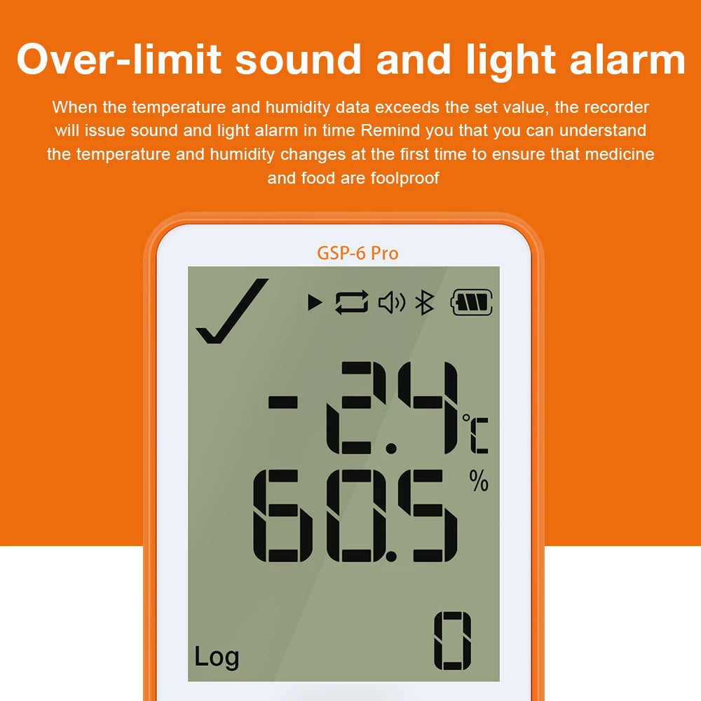 GSP-6Pro Bluetooth USB Temperature Humidity Data Logger 100000 Points LCD Recorder