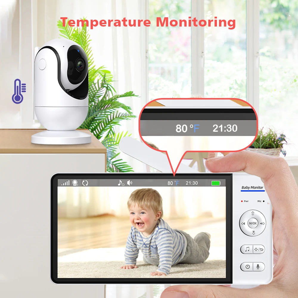 CowLost | video-baby-monitor-7-1080p-hd-large-display-4x-zoom-tf-card-slot-feeding-timer-2-way-audio-security-camera-babysitter-abm780 |12