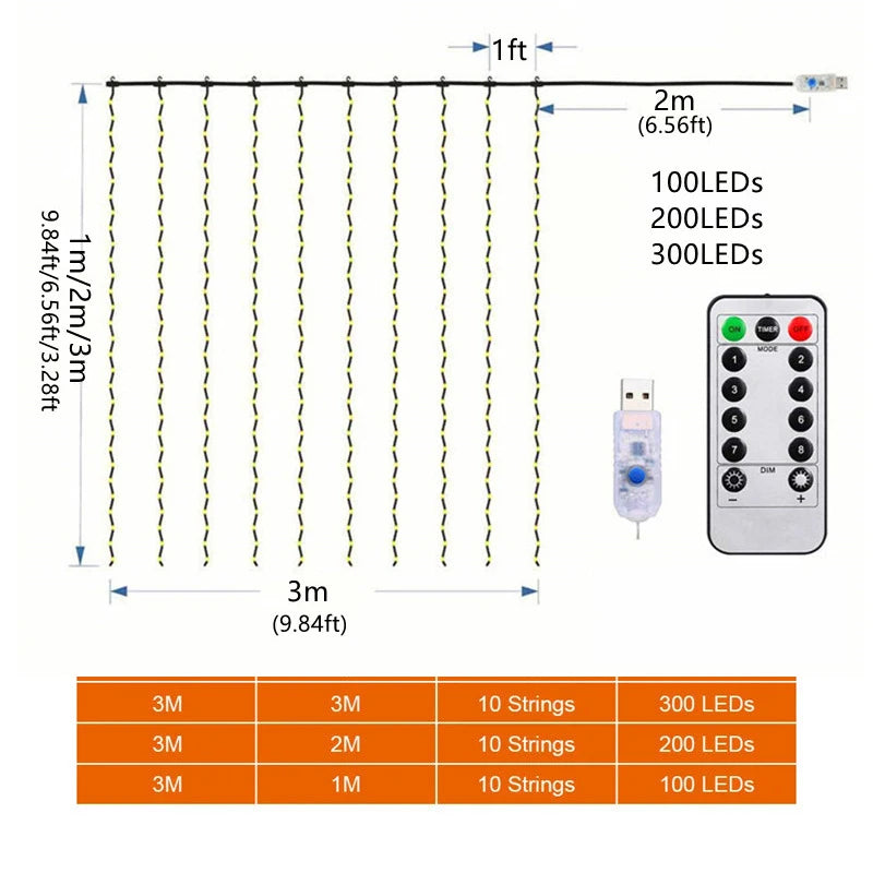 CowLost | product_id-led-fairy-string-curtain-lights-usb-remote-8-modes-christmas-holiday-decor |9
