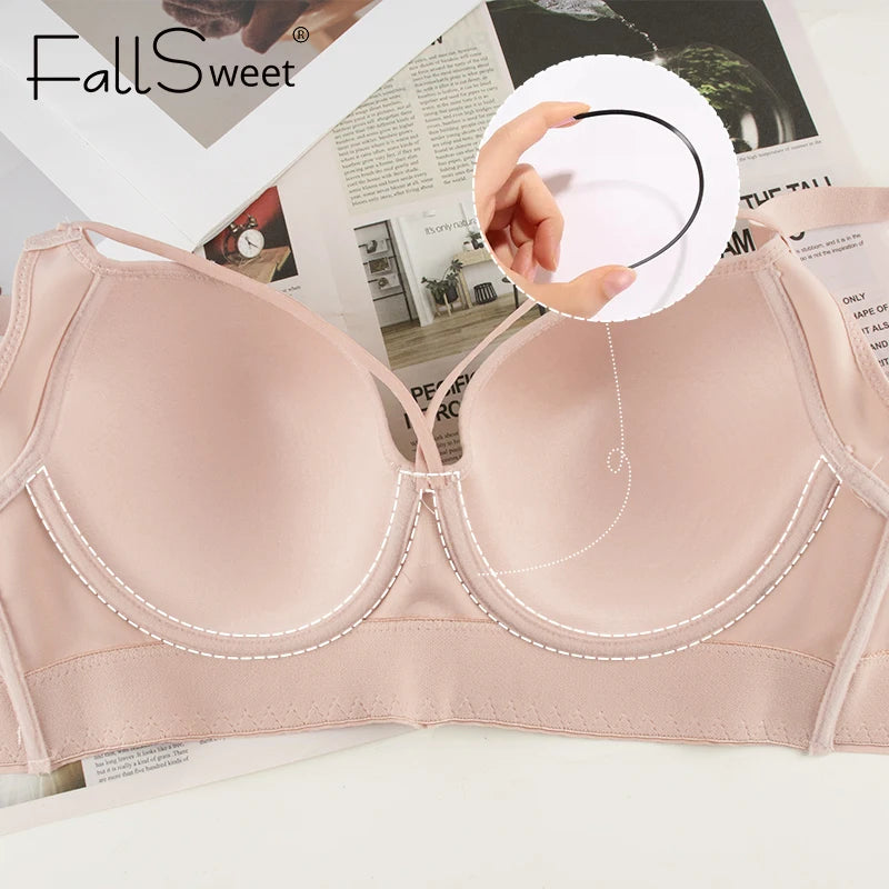 CowLost | product_id-fallsweet-2pcs-plus-size-seamless-lace-push-up-underwire-bras-full-coverage |4