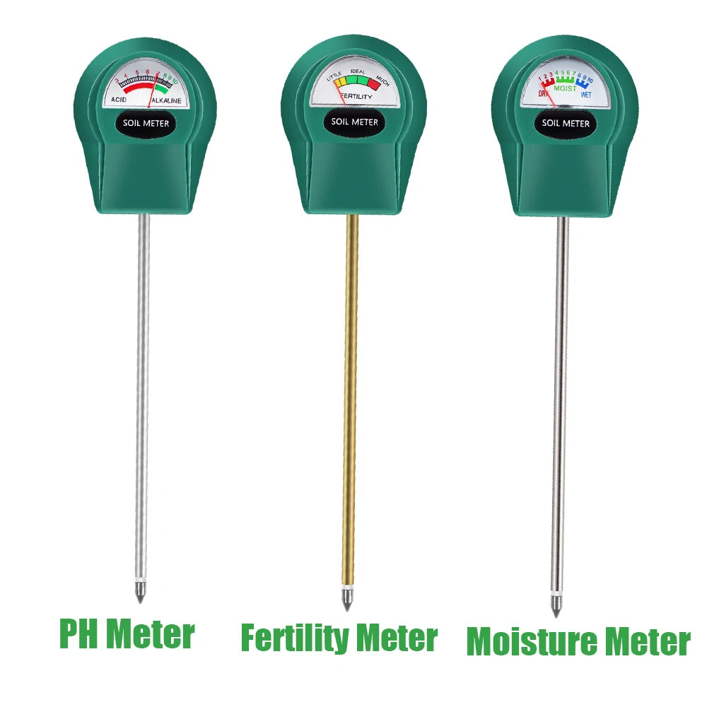 Handheld Soil PH, Moisture & Fertility Meter with Metal Probe No Batteries Needed