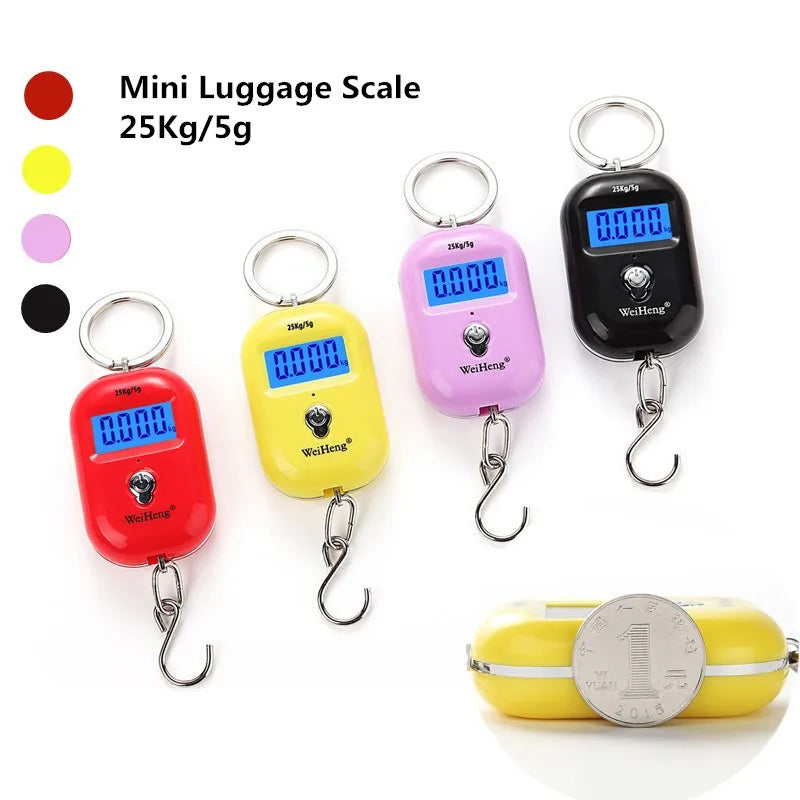 Mini Digital Hanging Scale 25kg 5g LCD Pocket Fishing Luggage Keychain