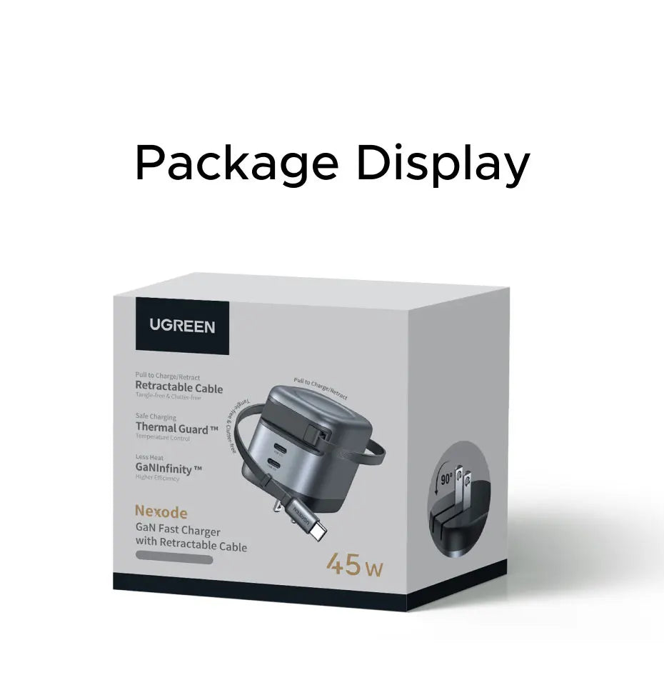 CowLost | ugreen-45w-gan-retractable-cable-charger-ufcs-pps-qc-pd-3-0-fast-charger |25