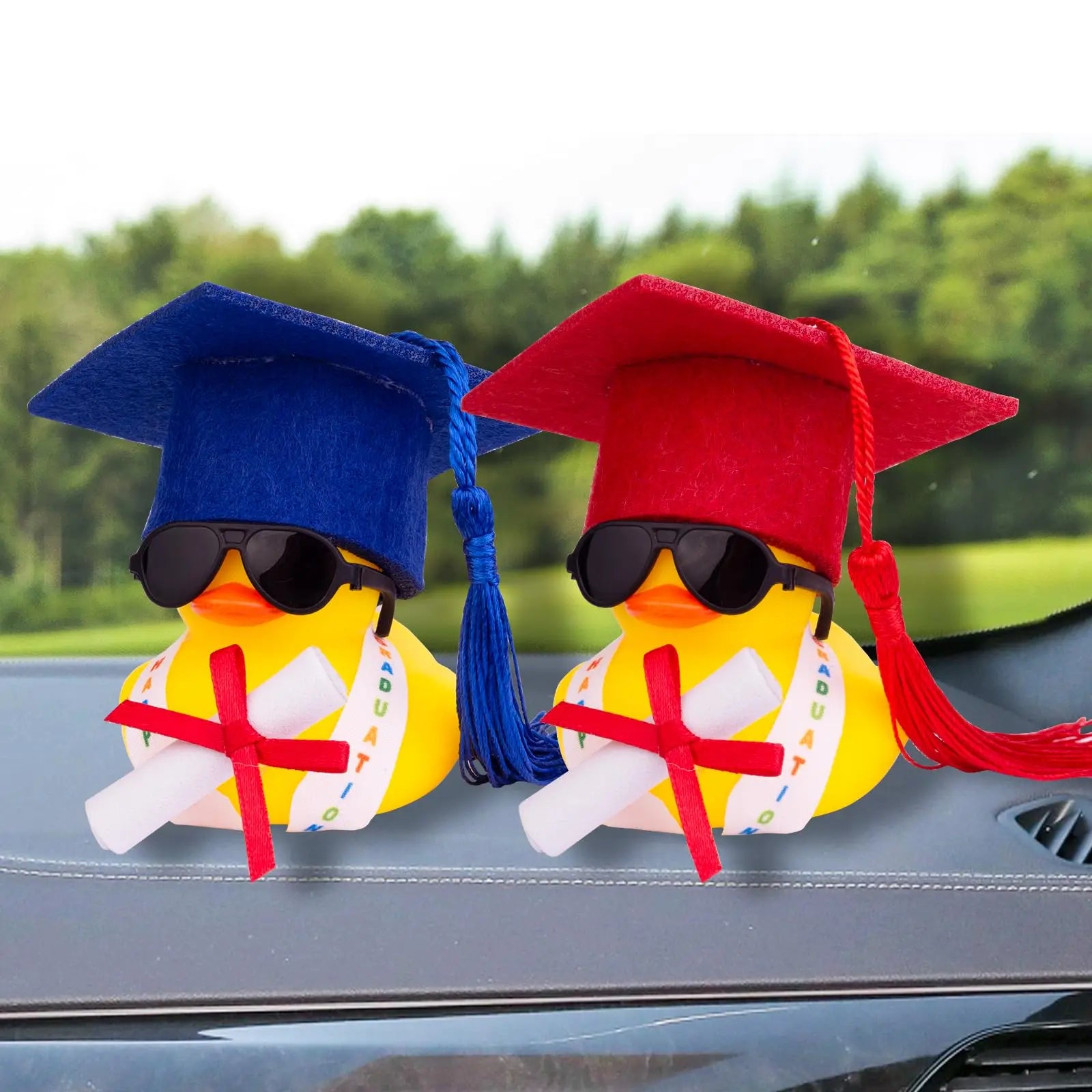 CowLost | product_id-graduation-rubber-duck-car-ornament-set-with-mini-hat-and-glasses |6