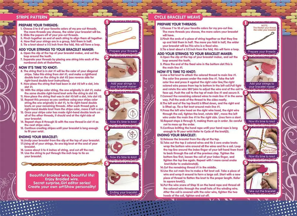 Friendship Hand Knitter Toy DIY Yarn Rope Bracelet Making Set for Kids