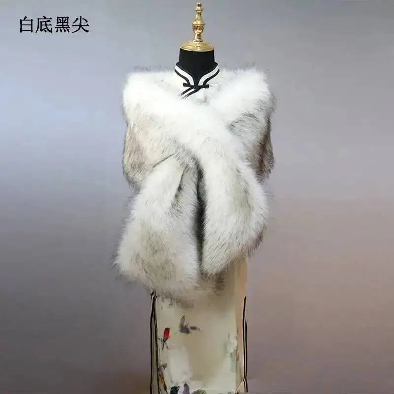 CowLost | 32-colors-165-30cm-women-luxury-warm-faux-fox-fur-shawl-winter-ladies-plush-scarf |69