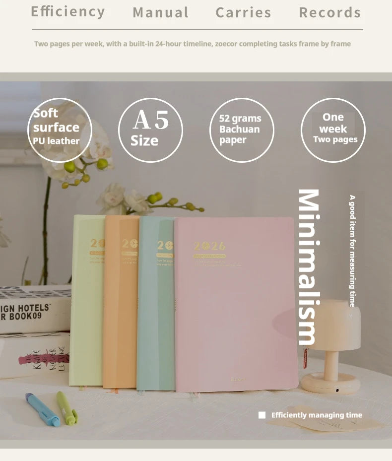 CowLost | kinbor-full-series-2026-a5-planner-daily-book-a6-annual-52g-tomoe-river-paper-journals-notepads-pure-colors-timeline-eight-grid-1 |25
