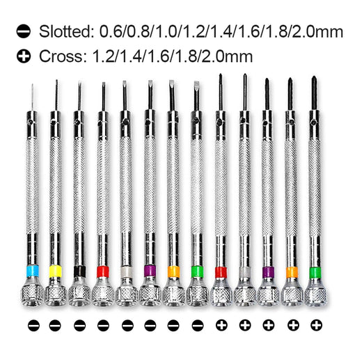 CowLost | product_id-13pcs-professional-watch-repair-screwdriver-set-0-6mm-2-0mm-slotted-cross-steel-tools |1