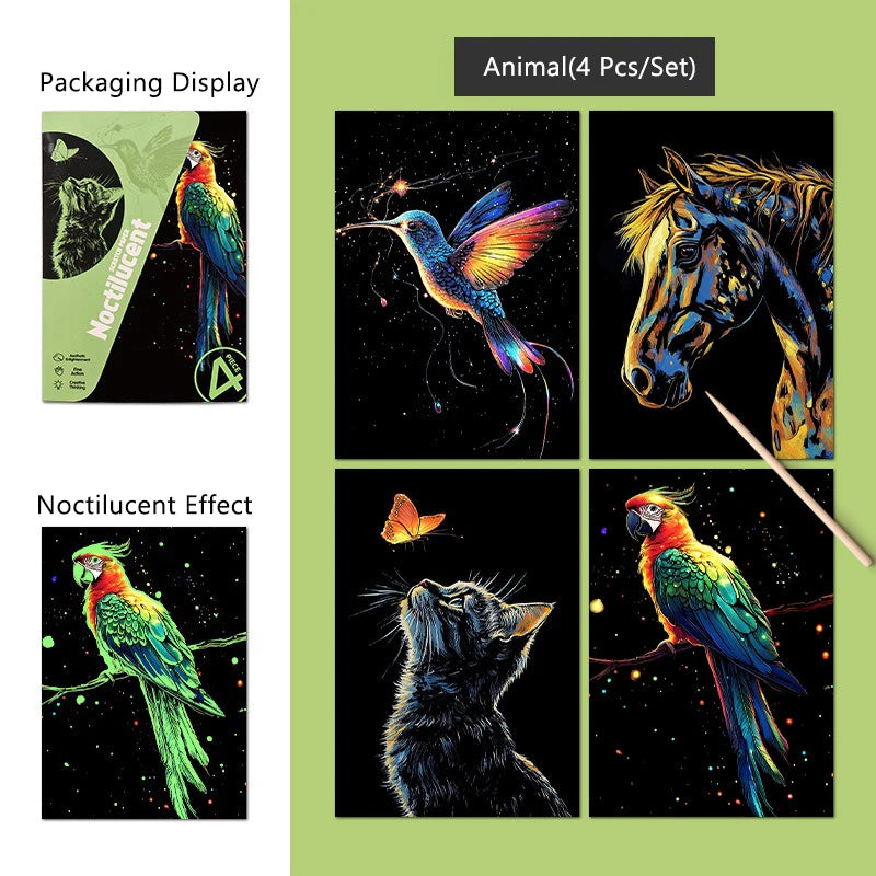 CowLost | product_id-4pcs-a5-diy-scratch-painting-set-cherry-blossoms-classical-buildings-landscapes-animals |28