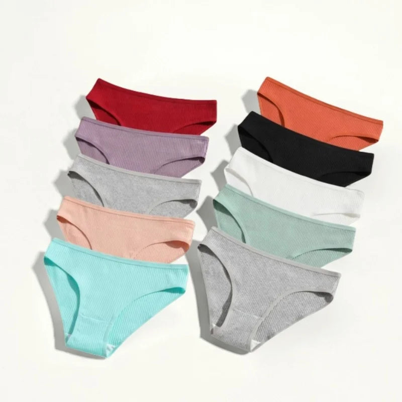 CowLost | product_id-5pcs-women-s-cotton-stretch-solid-color-briefs-soft-comfort-panties-s-xxl |3