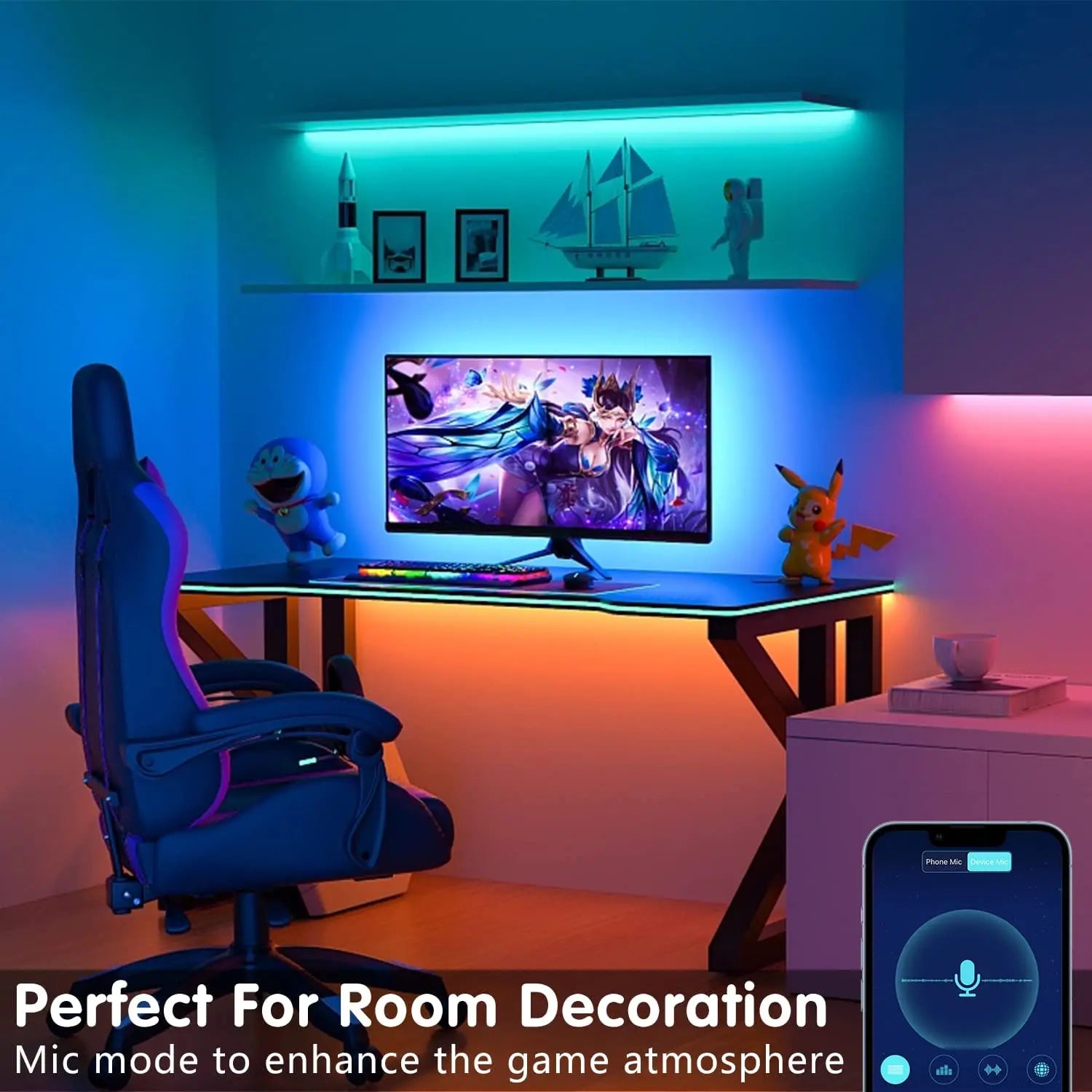 Mexllex RGB LED Strip Light 30M/20M/15M Flexible Tape DC 24V/12V APP & Remote Music Sync