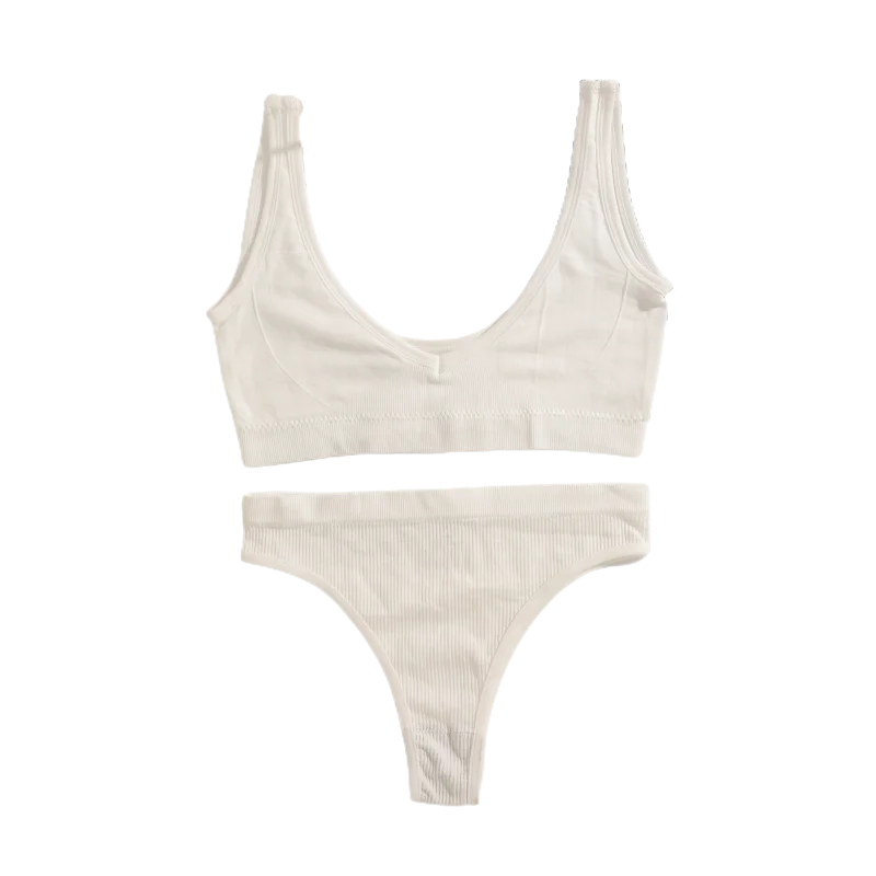 CowLost | product_id-seamless-women-s-lingerie-set-small-cup-push-up-bra-low-waist-ribbed-v-neck-thong |8