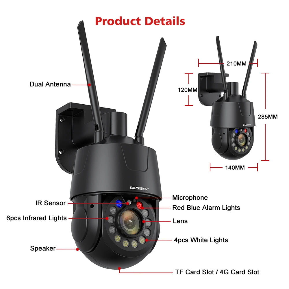 CowLost | outdoor-surveillance-camera-wifi-4g-poe-8mp-5mp-30x-optical-zoom-ai-auto-tracking-150m-ir-distance-metal-ptz-security-camera |17