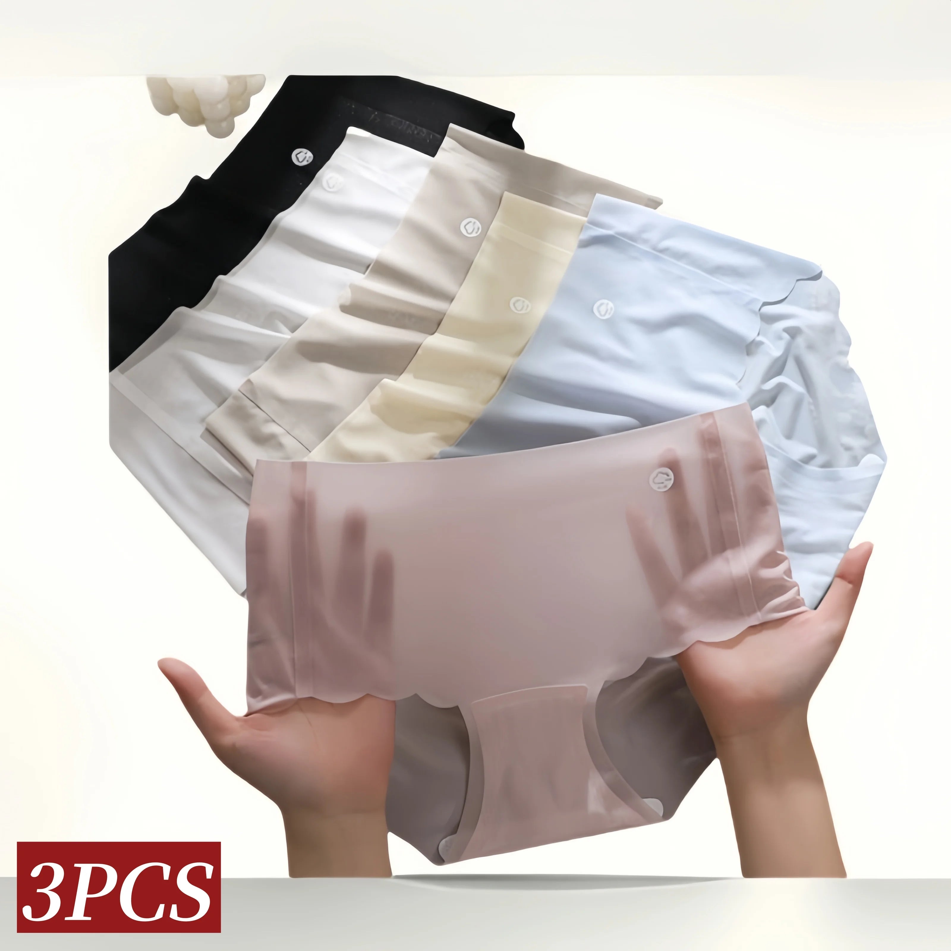 CowLost | 3pcs-set-ultral-thin-briefs-panties-women-ice-silky-underwear-panties-sexy-lingerie-female-underpants-m-xl-bottoms |2