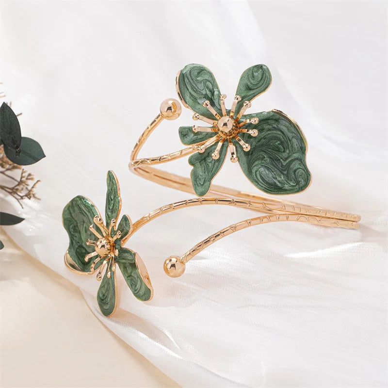 CowLost | vintage-elegant-flower-open-armband-cuff-bracelet-for-women |5