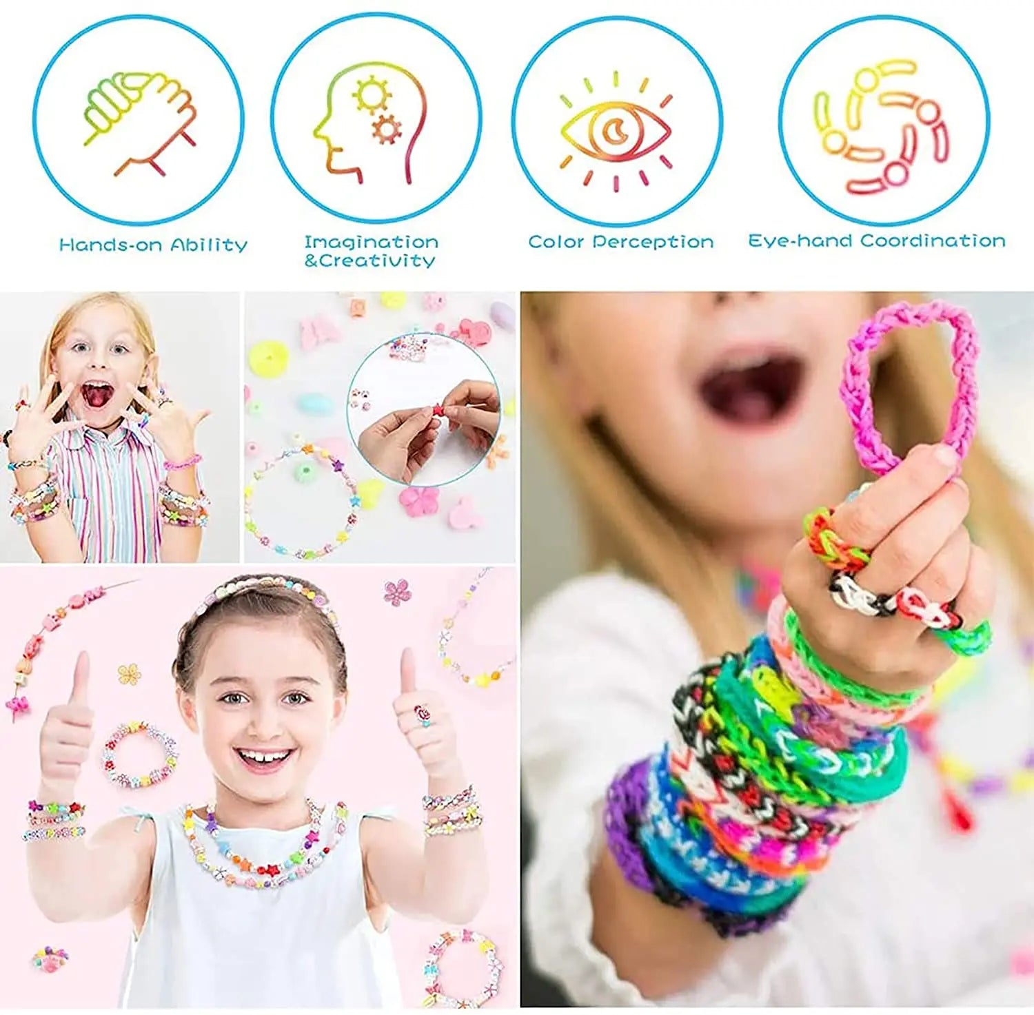 600pcs Colorful Loom Bands Set 12 Colors DIY Bracelet Making Kit Gift for Kids