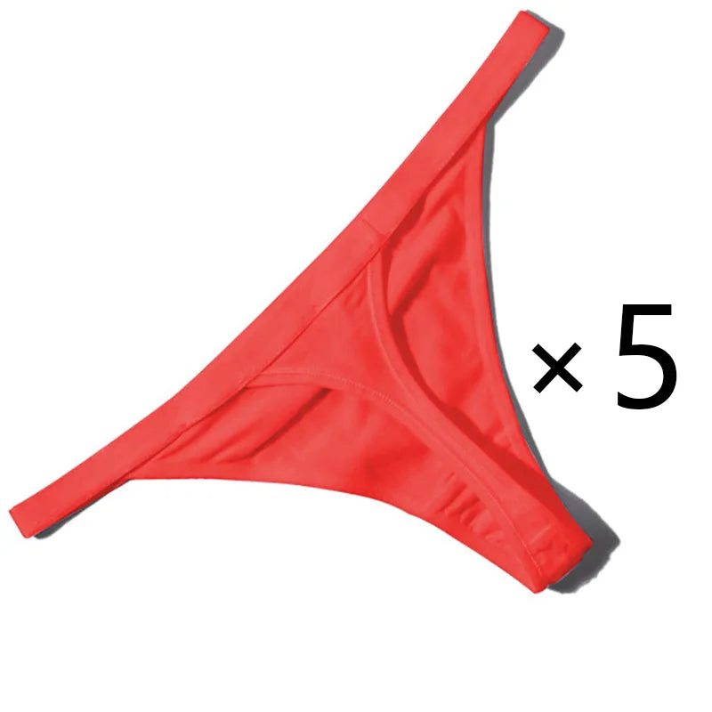 CowLost | 5pcs-women-rib-g-string-thongs-sexy-female-low-waist-panties |14