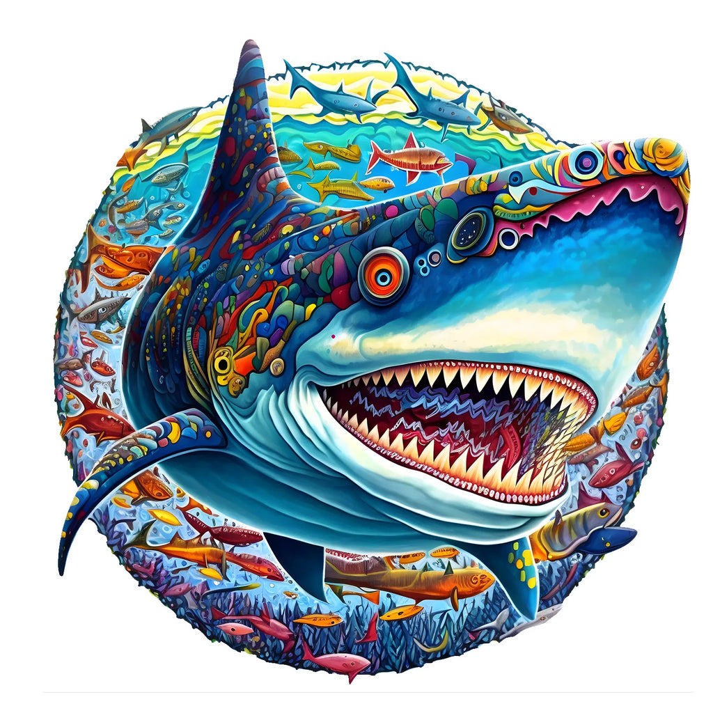 CowLost | shark-pattern-wooden-puzzle-irregular-animal-shapes-stress-relief-toys-holiday-birthday-gift |1