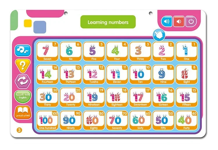 Muslim Kids Arabic Electronic Learning Board with 11 Themes Alphabet Number Words Sound Toy