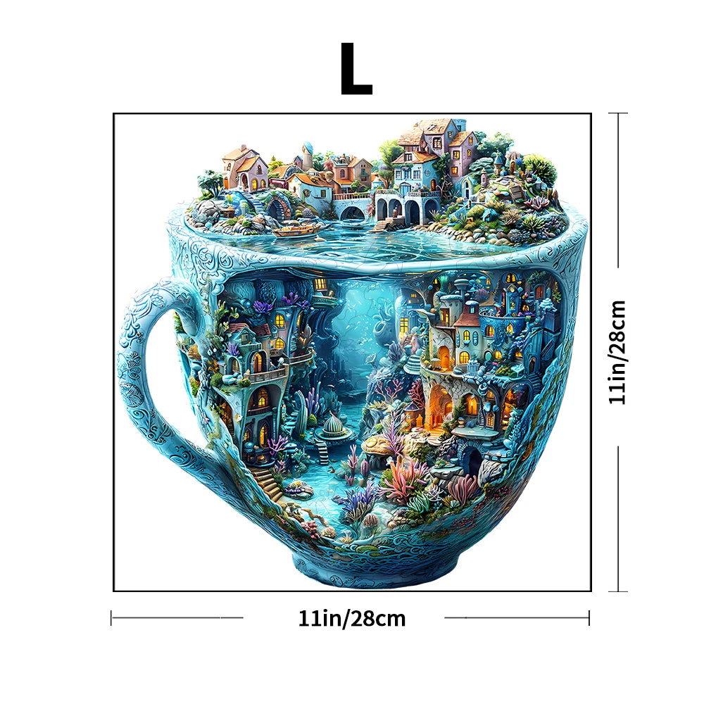 CowLost | product_id-whimsical-wooden-jigsaw-puzzle-teacup-village-decor-gift |7