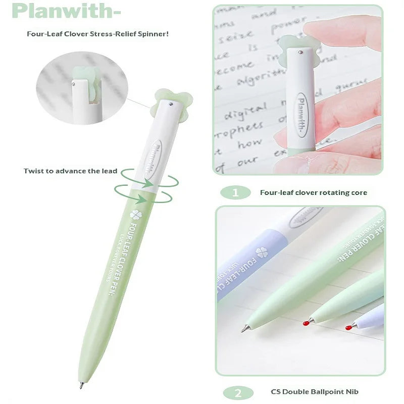 CowLost | product_id-planwith-lucky-clover-0-5mm-carbon-black-gel-pen-no-smudge-smooth-writing-rotary-twist |5