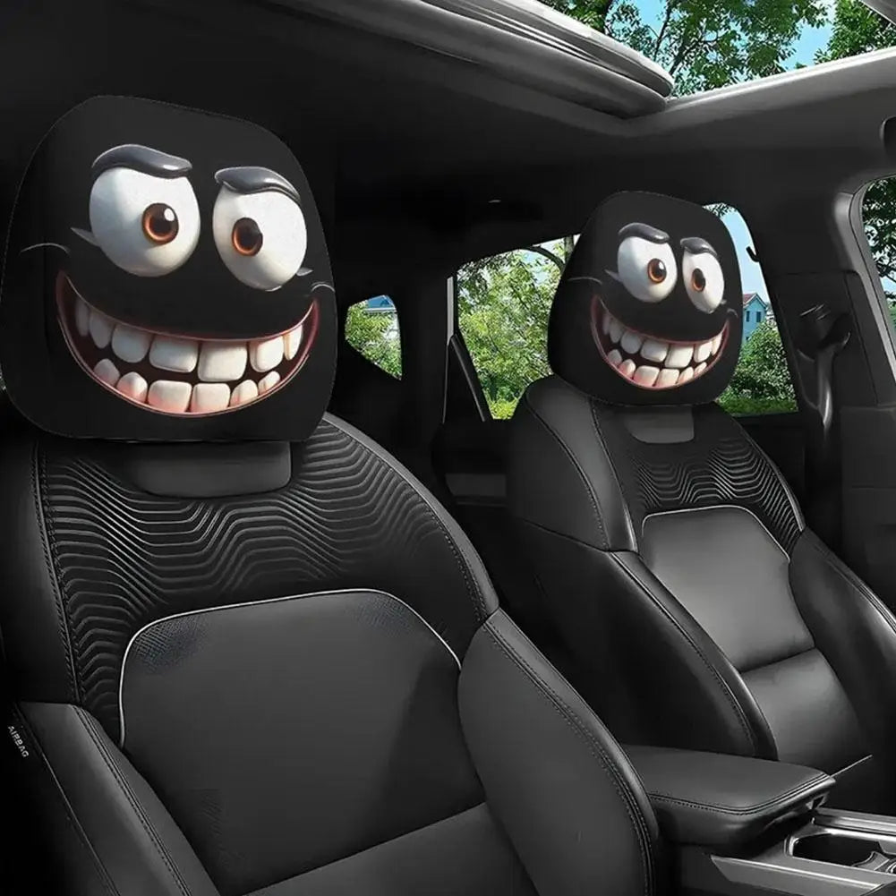 CowLost | car-seat-covers-product_id-2pcs-smiley-face-car-pillowcases-soft-washable-headrest-cushion-covers-polyester |5