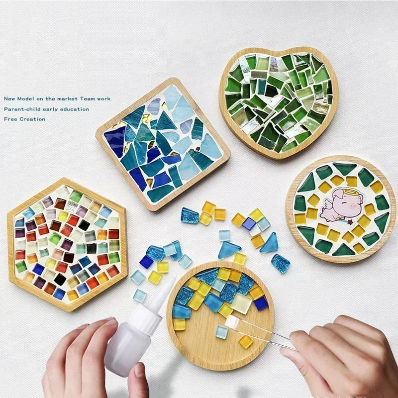 CowLost | product_id-handmade-diy-mosaic-bamboo-cup-mat-coaster-heart-square-parent-child-educational-toy |7
