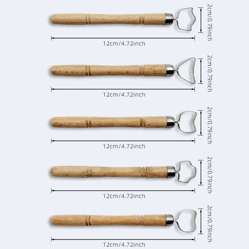 CowLost | 5pcs-pottery-scraper-tools-wood-handle-pottery-sculpting-tool-set-diy-clay-carving-shaping-kit-for-craftsmen-craft-supplies |6