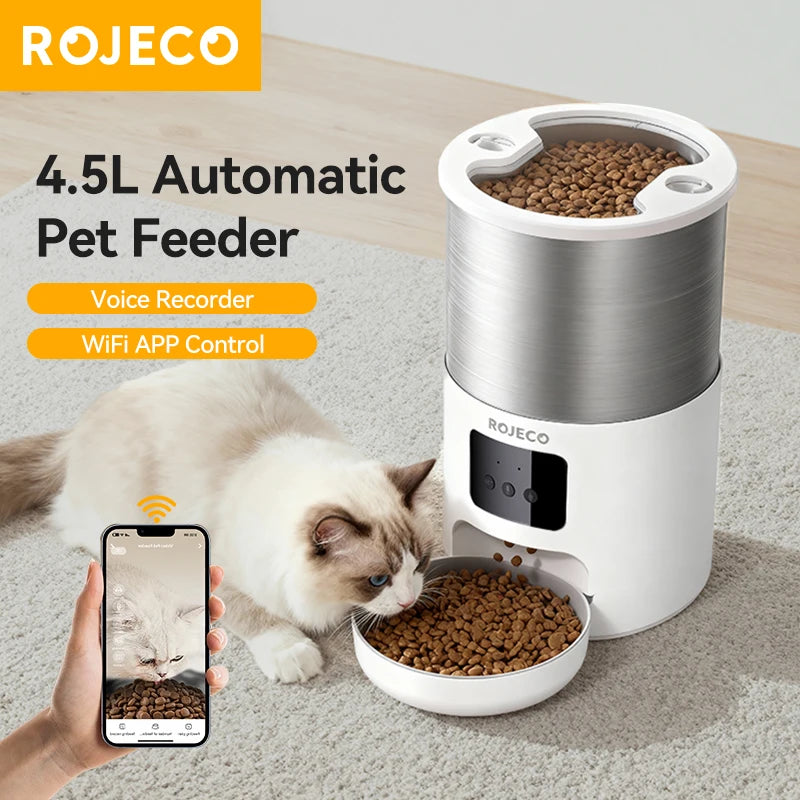 CowLost | cat-food-rojeco-4-5l-stainless-steel-smart-cat-feeder-with-wifi-app-and-voice-control |1
