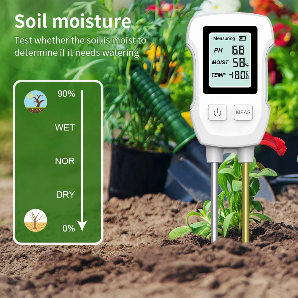 3-in-1 Digital Soil Tester PH Moisture Temperature Meter with LCD for Garden Plants