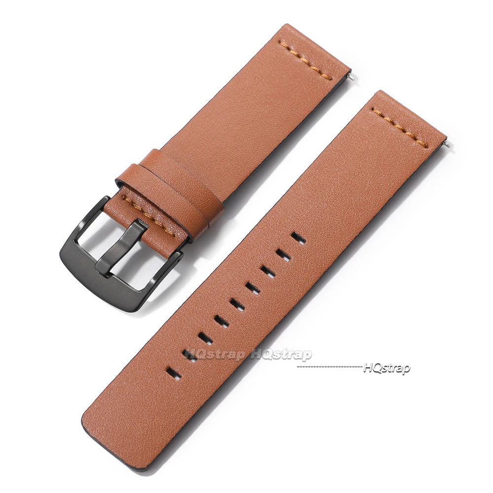 18mm-24mm Leather Watch Band for Samsung Galaxy Watch 7 6 5 4 & Gear S3 with Quick Release