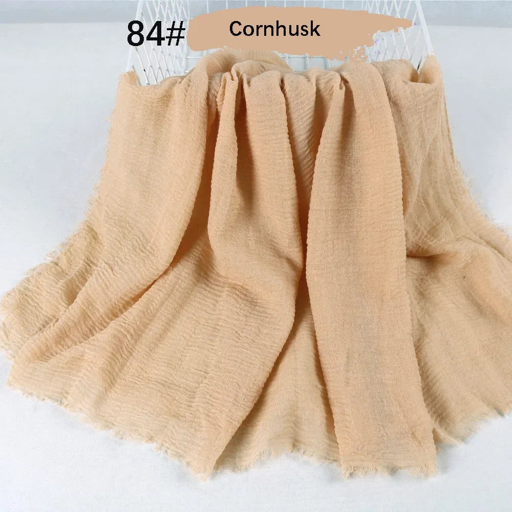 180X90CM Muslim Women Crinkle Hijab Soft Cotton Scarf