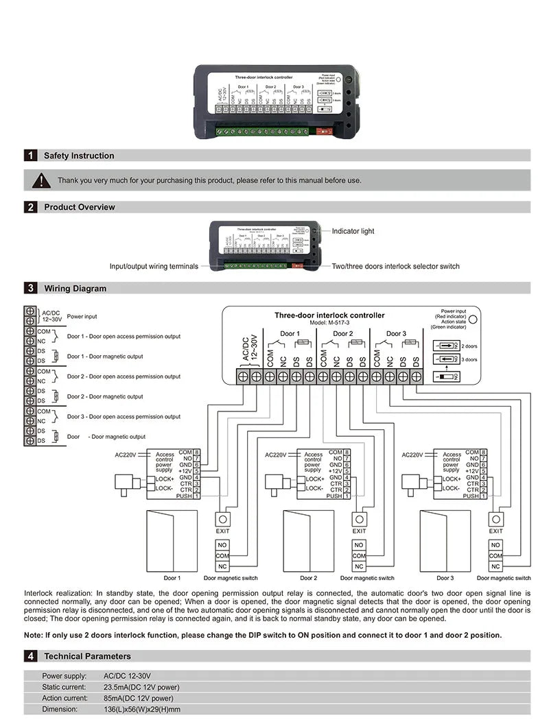 CowLost | locks-keys-product_id-dc12v-automatic-door-interlock-controller-for-2-3-doors-with-magnetic-lock-for-hospital-cleaning-room |5