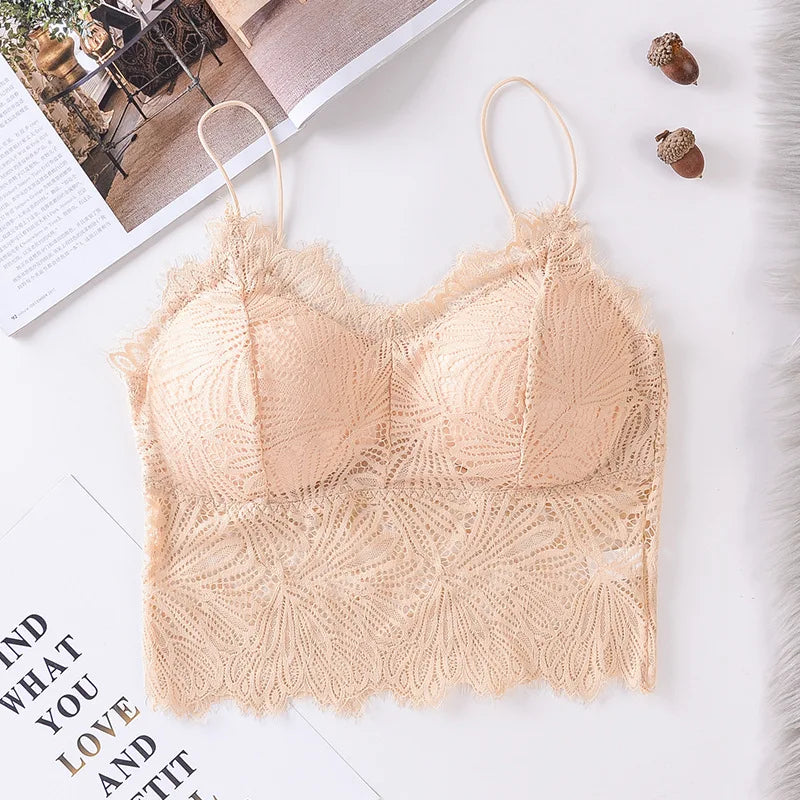 CowLost | product_id-wireless-floral-lace-push-up-bra-with-removable-pads-solid-bralette-for-women |25