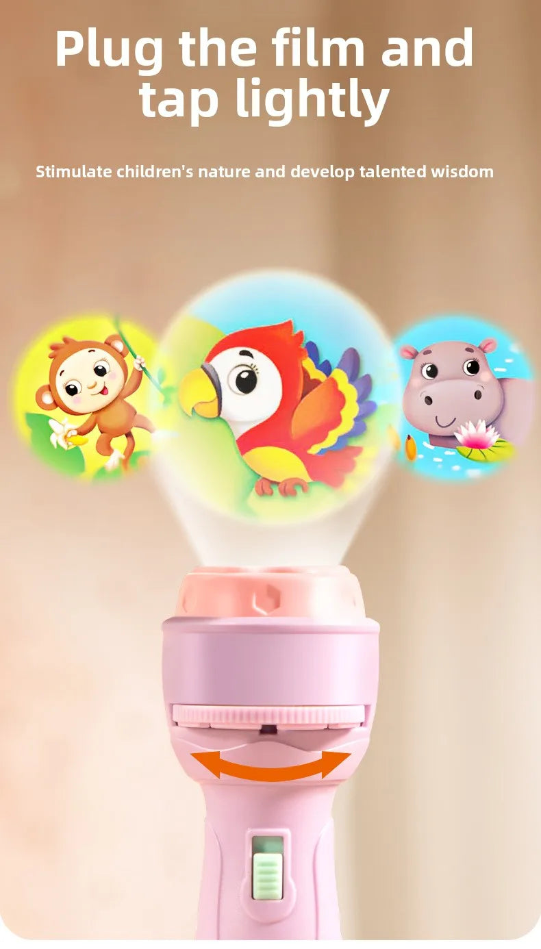 Christmas Cartoon Projection Flashlight Toy with 3-10 Cards for Kids Bedtime Stories