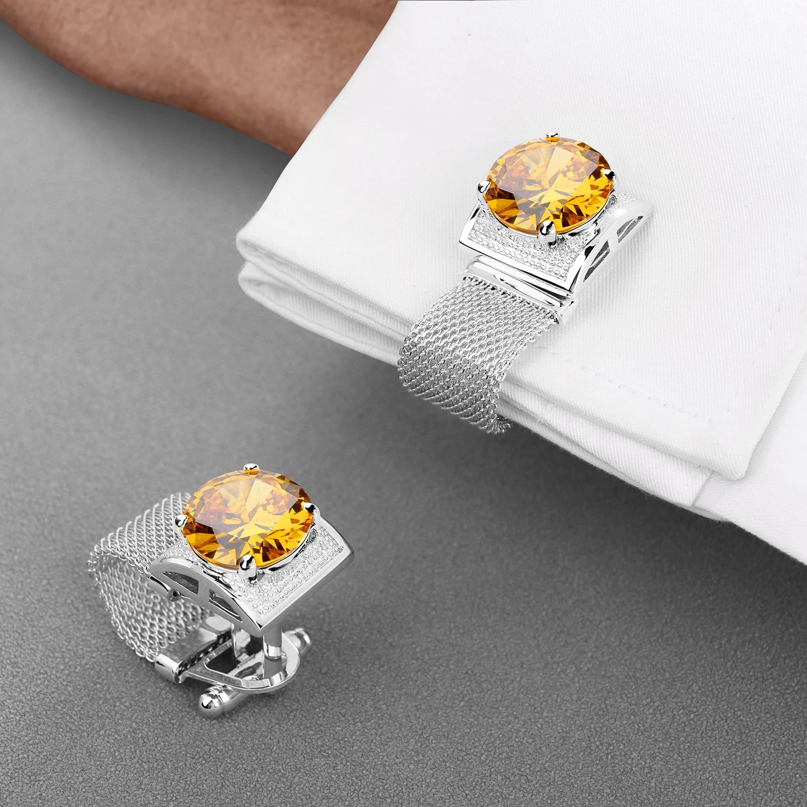 CowLost | clothing-accessories-hawson-mens-silver-birthstone-crystal-cufflinks-luxury |37