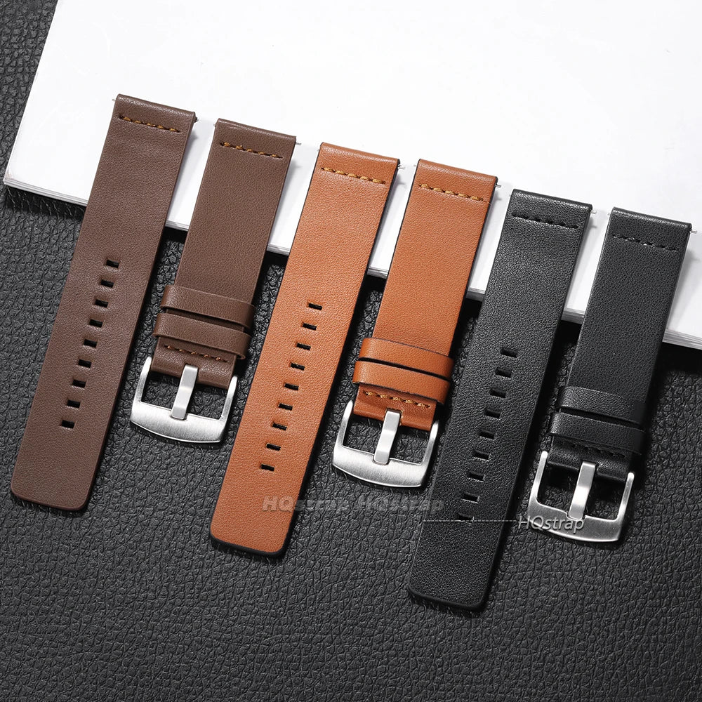 18mm-24mm Leather Watch Band for Samsung Galaxy Watch 7 6 5 4 & Gear S3 with Quick Release