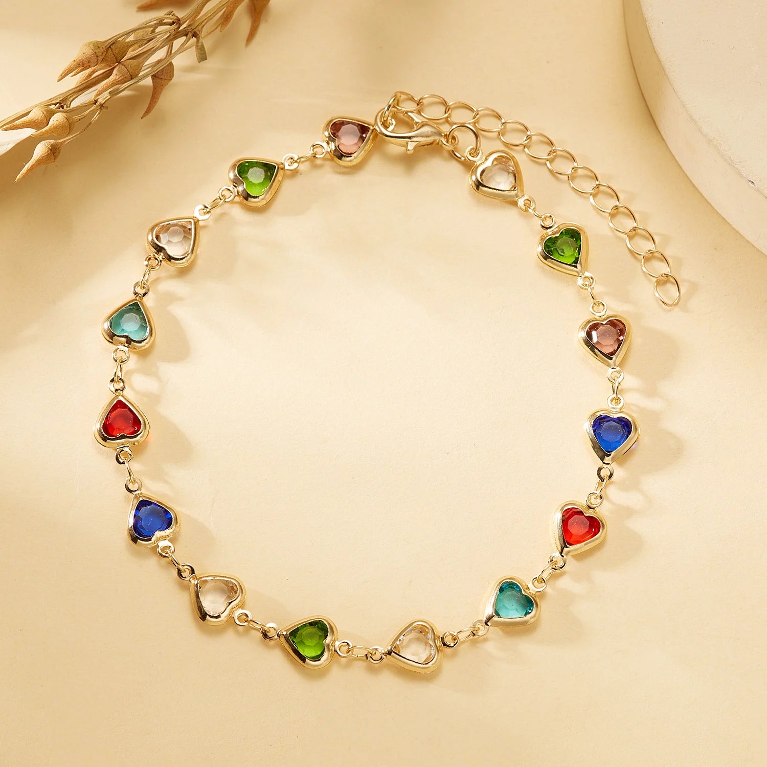 CowLost | exquisite-rainbow-zircon-heart-choker-necklace-for-women-korean-crystal-gold-color-metal-chain-collar-girls-party-beach-jewelry |13