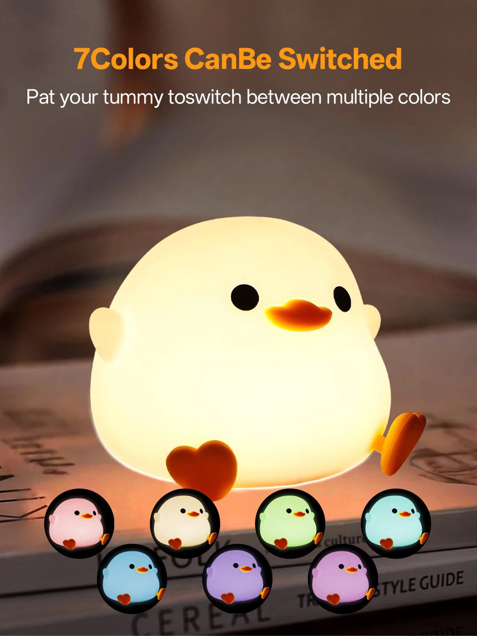 CowLost | product_id-pear-usb-rechargeable-7-color-dimmable-touch-silicone-pat-duck-night-light |28