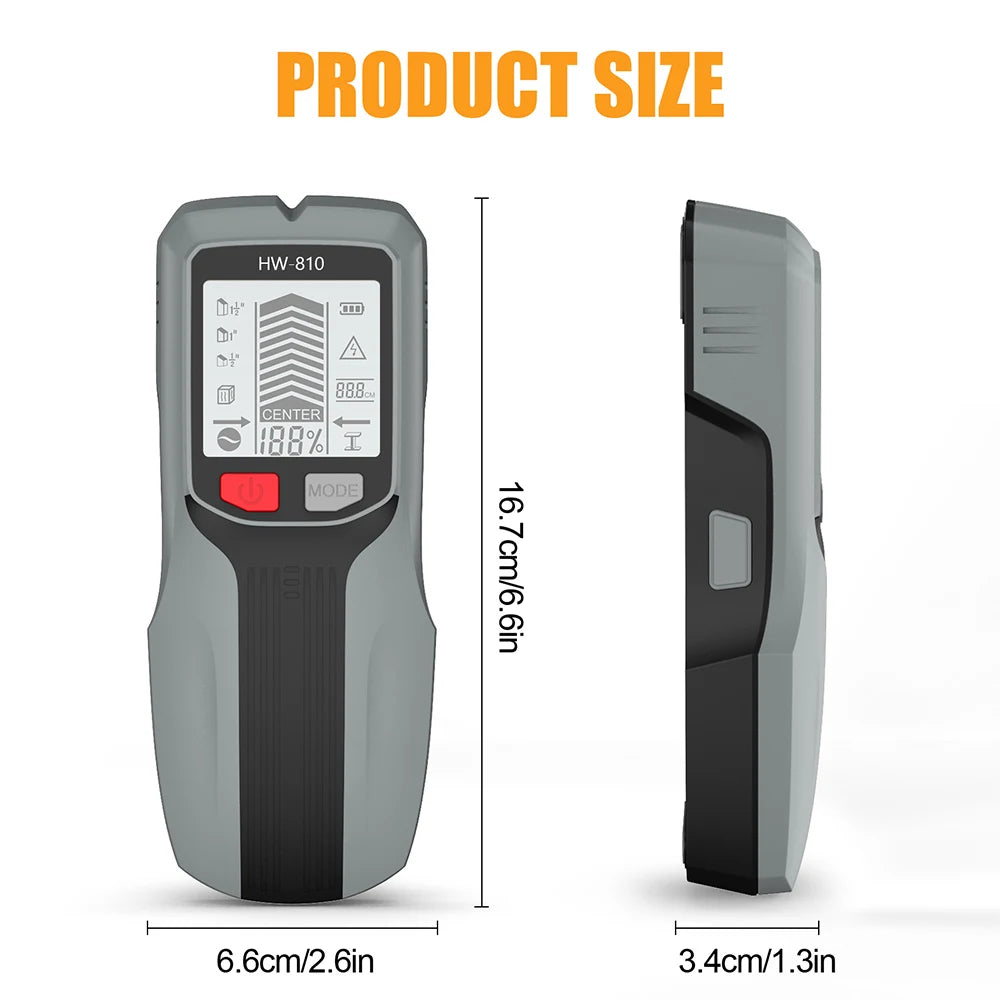 Handheld 6-in-1 Metal Detector Wall Stud Finder Digital Scanner with LCD Display